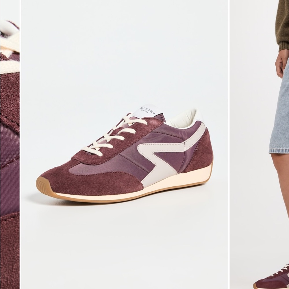 rag & bone Retro Runner Womens Two Tone Runnwr Senaker in Suede Grape size 38